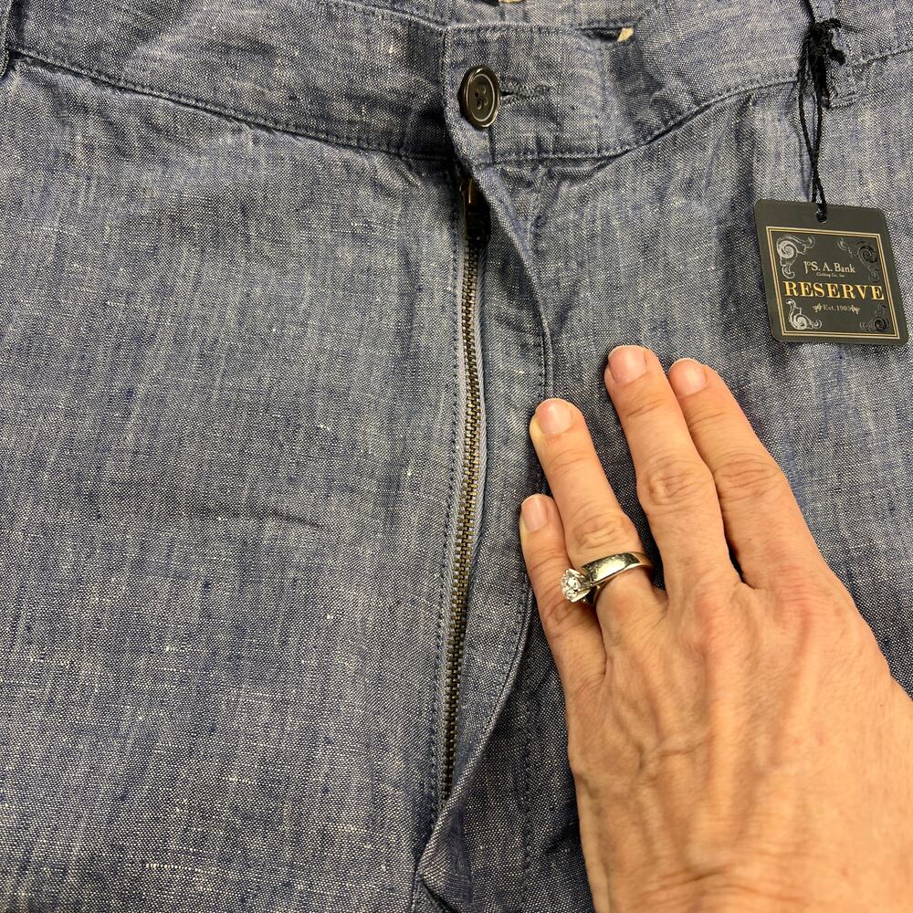 Joseph Jos. A. Bank Reserve Chambray Blue 100% Linen Dress Shorts Size 46 Waist - Picture 3 of 11